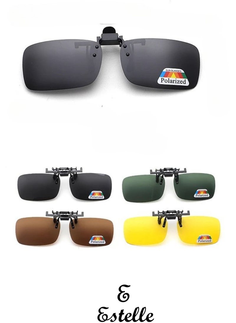 Estelle Clip On Sunglasses Polarized Sunglasses to Clip onto Eyeglasses Flip Up for Men and Women Dark Green - Image 1