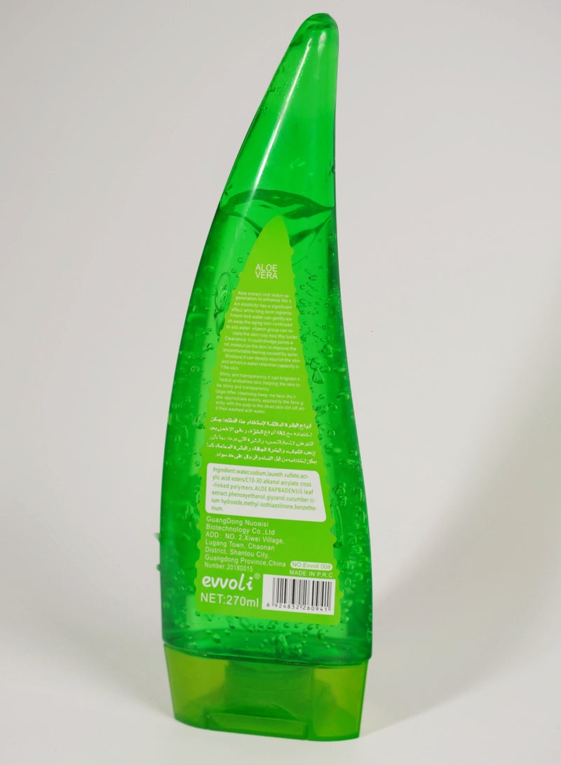 evvoli جل الصبار 99% المهدئ، 270 مل لا لزج 99% جل الصبار لتخفيف حروق الشمس، مرطب، سريع الامتصاص للوجه، البشرة، الجسم والشعر - Image 2