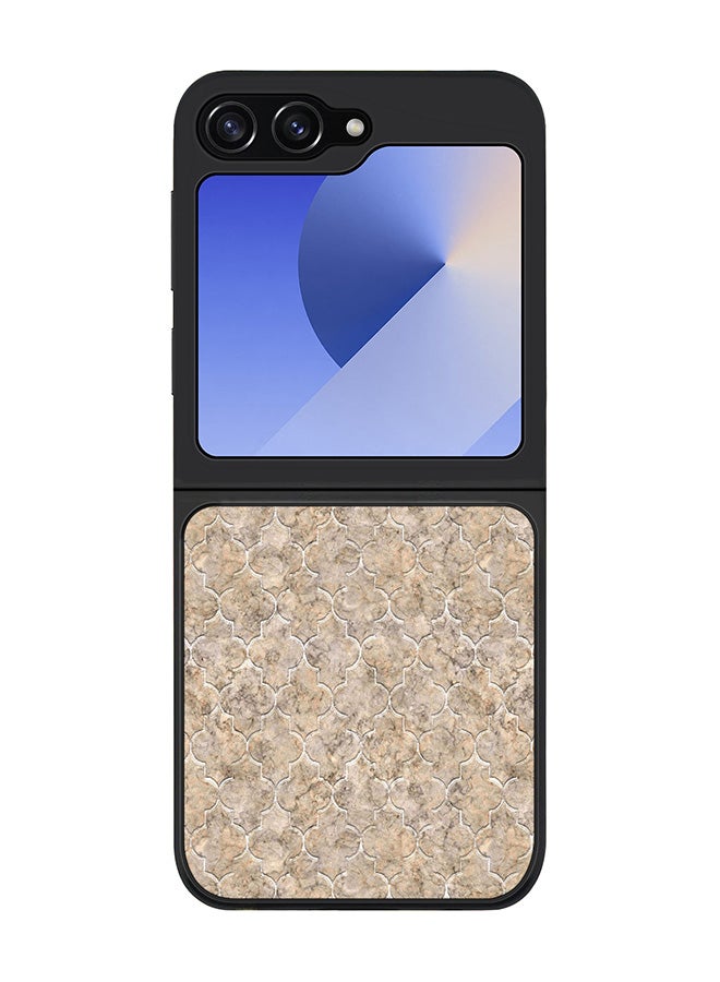 Stylizedd Rugged Black edge case for Samsung Galaxy Z Flip7 FE, Slim fit Soft Case Flexible Rubber Edges Anti Drop TPU Gel Thin Cover -  Arabesque Tiles - Image 1