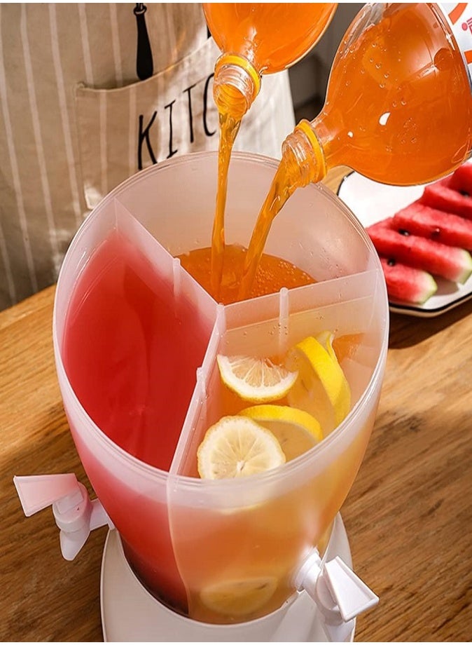 ليفي موزع مشروبات دوار بثلاث حجرات مع صنبور، موزع مشروبات باردة وعصائر بسعة كبيرة، حاوية مياه للثلاجة للصودا والحليب والشاي المثلج والليمون ومشروبات الحفلات - Image 2