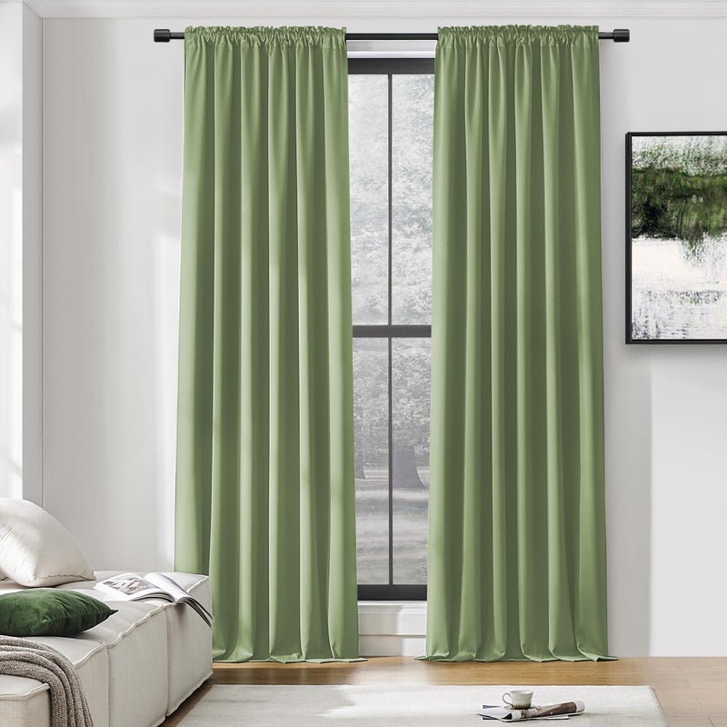 DONREN Sage Green Curtains 96 Inch Length Thermal Insulated Room Darkening Blackout Curtains for Bedroom 52 W x 96 LSet of 2 Panels