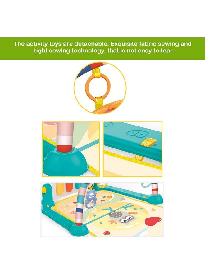 Safe-O-Kid ® Baby Play Mat Gym & Fitness Rack With Hanging Rattles Lights & Musical Keyboard Mat Piano - Yellow - Image 5