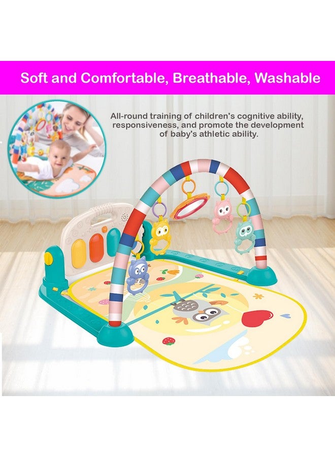 Safe-O-Kid ® Baby Play Mat Gym & Fitness Rack With Hanging Rattles Lights & Musical Keyboard Mat Piano - Yellow - Image 3