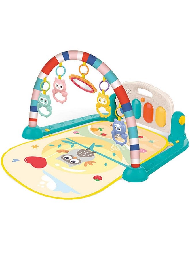 Safe-O-Kid ® Baby Play Mat Gym & Fitness Rack With Hanging Rattles Lights & Musical Keyboard Mat Piano - Yellow - Image 1