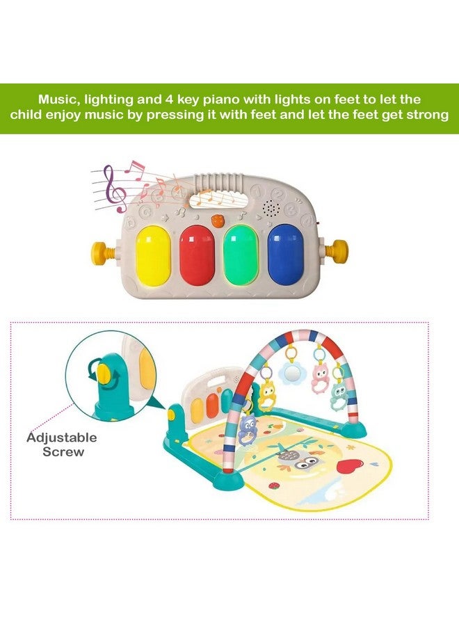 Safe-O-Kid ® Baby Play Mat Gym & Fitness Rack With Hanging Rattles Lights & Musical Keyboard Mat Piano - Yellow - Image 4