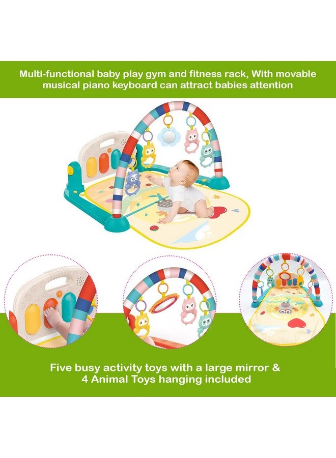Safe-O-Kid ® Baby Play Mat Gym & Fitness Rack With Hanging Rattles Lights & Musical Keyboard Mat Piano - Yellow - Image 2
