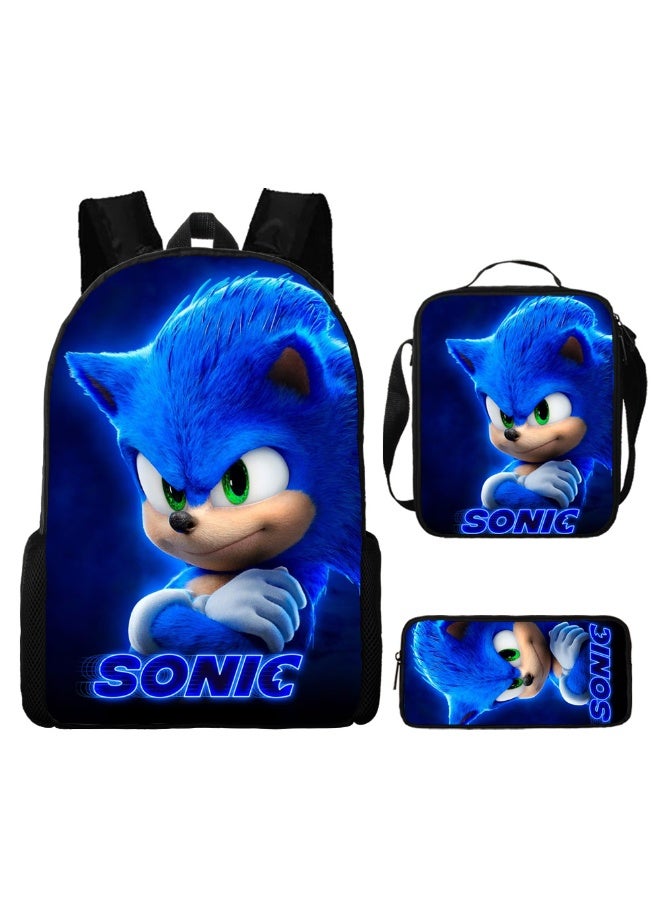 SONIC New Sonic Backpack, Pencil Case Crossbody Bag, Three-Piece Style, Boys' and Girls' Backpack, Casual Sports Travel Backpack, Student Schoolbag - Image 1
