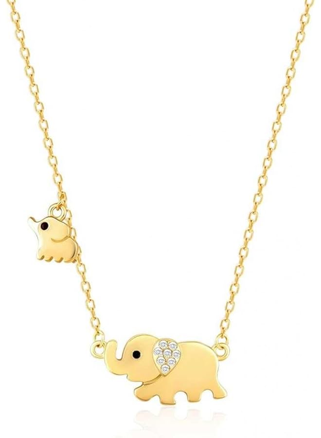 erorex Women'S Gold Plated Mom And Baby Elephant Necklace - Image 1