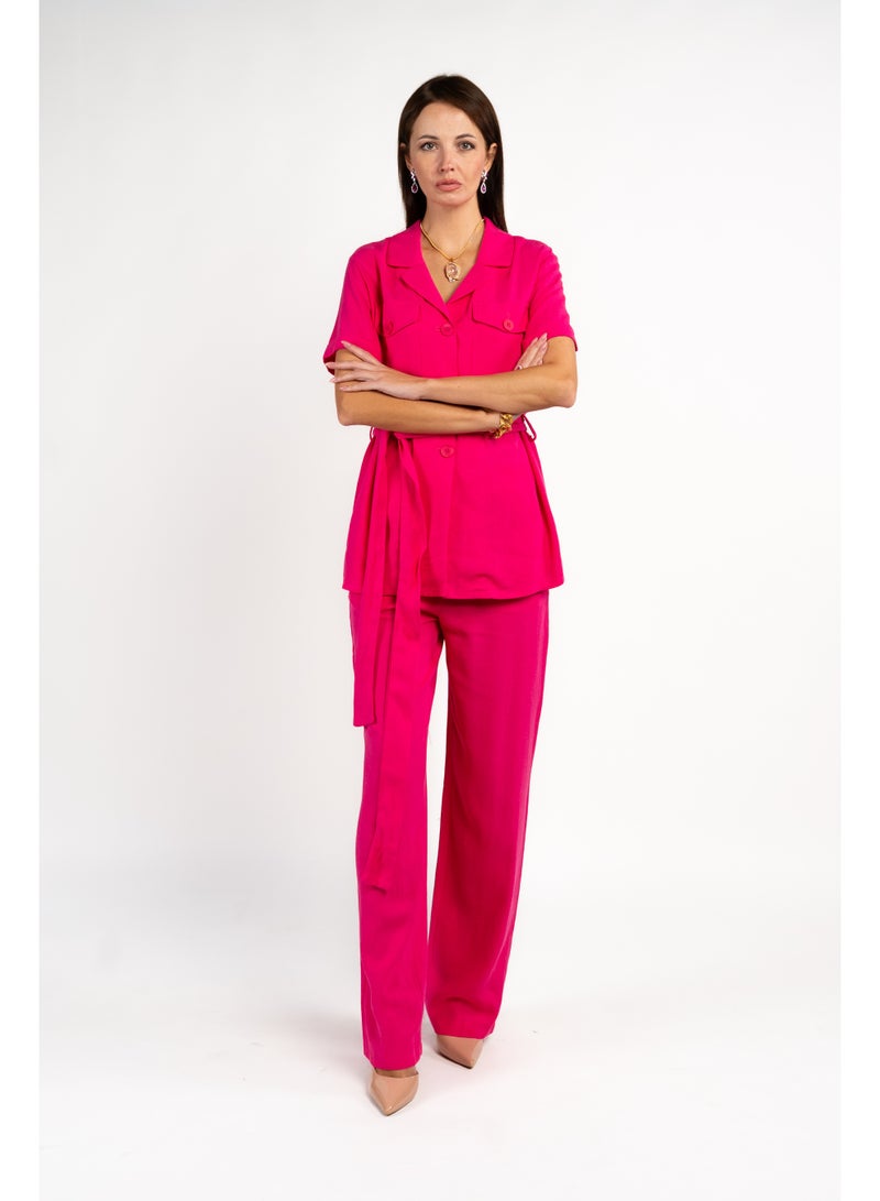 Fashonara Linen Fuschia Co-Ord Set - Image 3