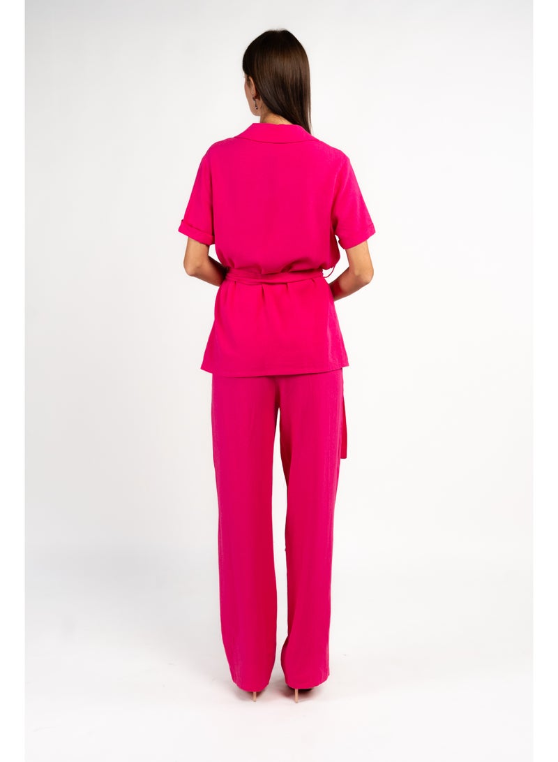 Fashonara Linen Fuschia Co-Ord Set - Image 2