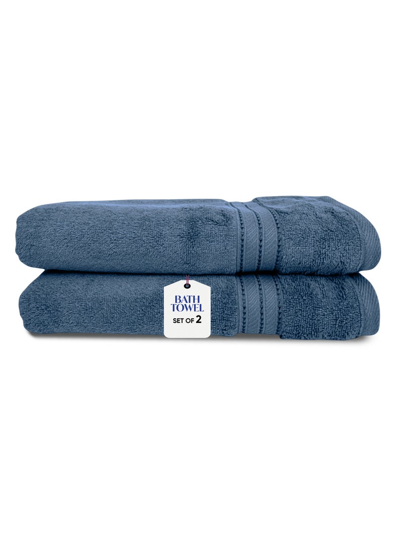 كاسينو Kassino Premium Bath Towels Set - (2 Pack, 70x140 cm), 580 GSM Bath Towel,100% Combed Cotton, Soft & Quick-Dry Towels for Bathroom, Highly Absorbent, Double Stitched Hotel Quality Towels | China Blue - Image 1
