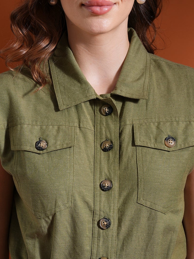 globus Globus Women Shirt Collar Big Button Closure Playsuit - Image 4