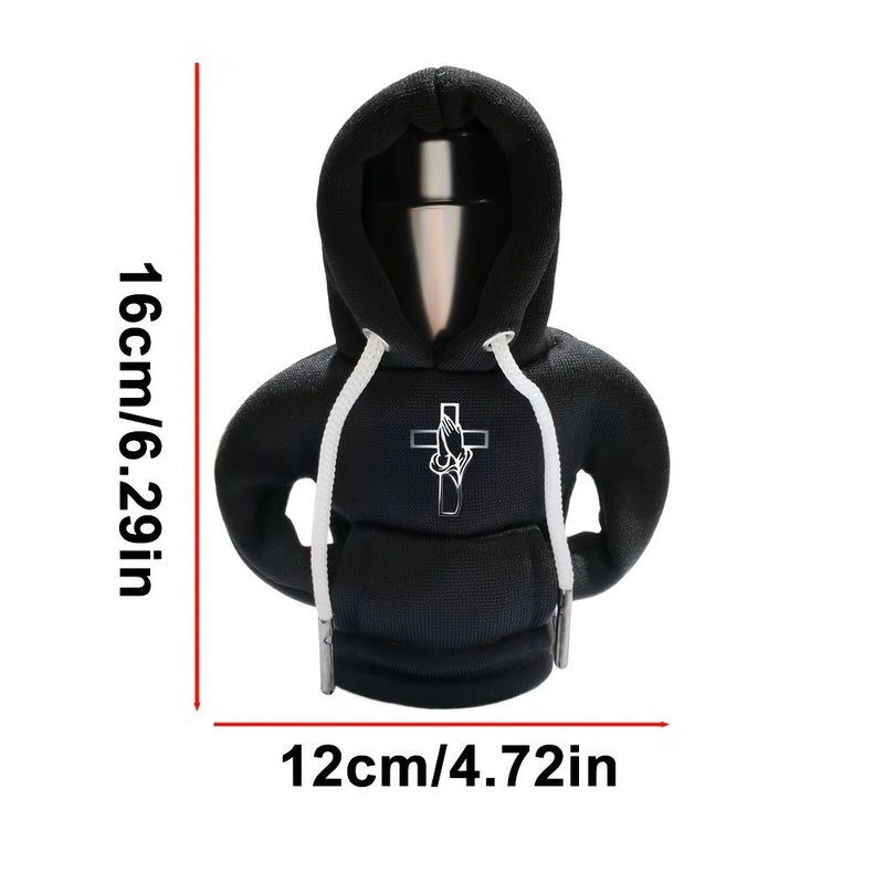 Car Gear Shift Knob Cover Mini Hoodie Interior Accessory Featuring Hands together Design With Side Pocket - Image 3