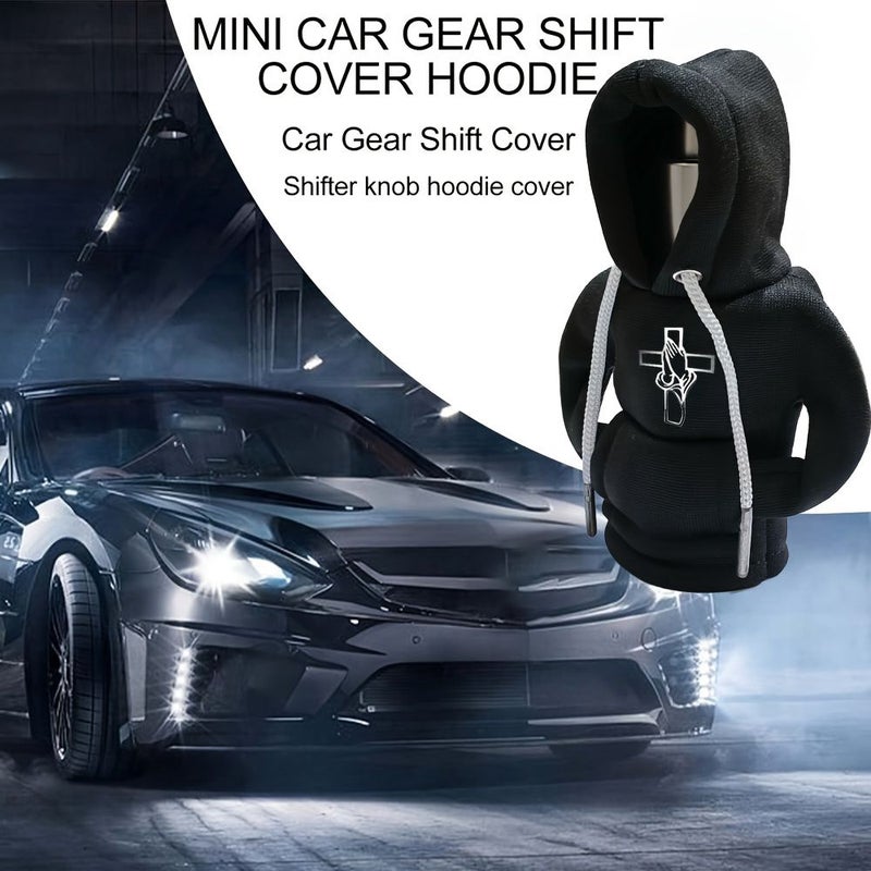Car Gear Shift Knob Cover Mini Hoodie Interior Accessory Featuring Hands together Design With Side Pocket - Image 5