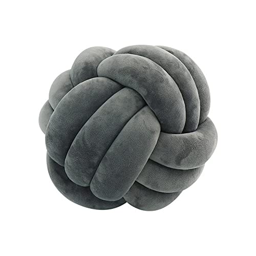 NatureMan Soft Knot Ball PillowsRound Throw Pillow Cushion Children Room Decoration Plush PillowHandmade Round Plush PillowCalming Stress Relief PlushToydiameter 28cm dark grey