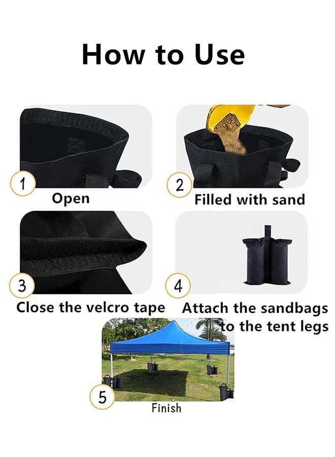 Generic 4 Pack Sandbag Tent Weights Bags, for Patio Umbrella Base, Outdoor Canopy (Black)  - Image 5