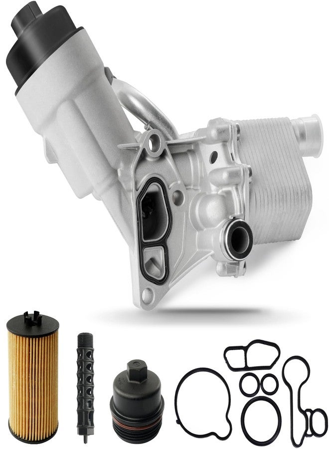 LEMASSON Engine Oil Cooler Filter Housing Assembly Adapter with Insert, Gasket, Cap Compatible with 2011-2021 Chevy Cruze Sonic Trax, Buick Encore 1.4L Turbo Replace 918-428 55566784 55565388 88179-91400 - Image 1