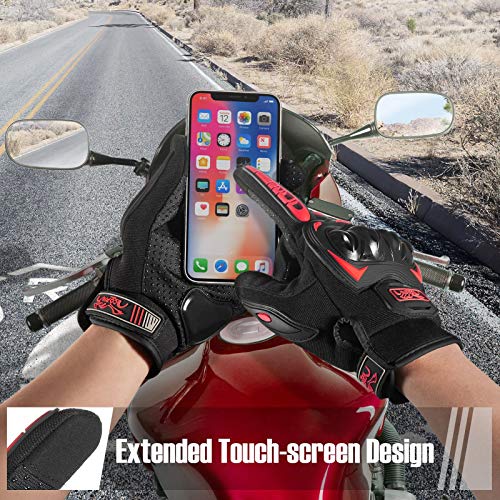 COFIT Motorcycle Gloves Breathable, Touchscreen Motorbike Gloves Anti-Slip with Good Grip Hard Knuckles Protection for Men Women Motocross, BMX ATV MTB Cycling, Road Racing - Red XXL - Image 3
