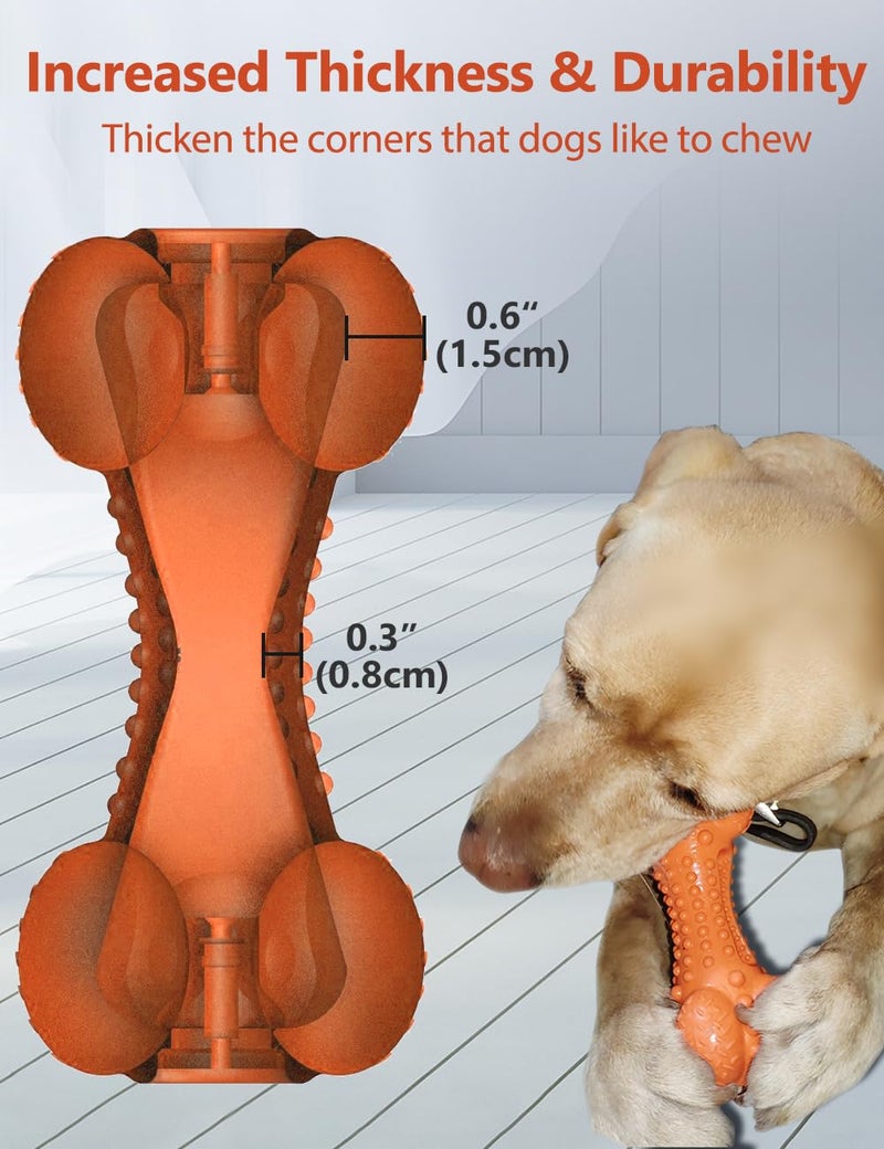 SCHITEC Squeaky Dog Chew Toy, Tough Durable Natural Rubber Bone with Toothbrush, Indestructible for Aggressive Chewers Large Medium Breed Teeth Cleaning - Image 4