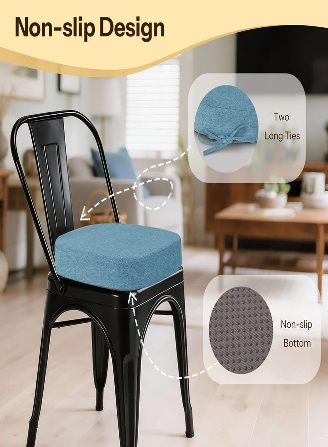 FlyGulls 2.4 Inch Thick Metal Chair Cushions 14x14 Inch Set of 2 Non Slip Metal Dining Chair Pads with Ties and Removable Cover Seat Cushion for Cafe Kitchen Dining Room Light Blue - Image 4