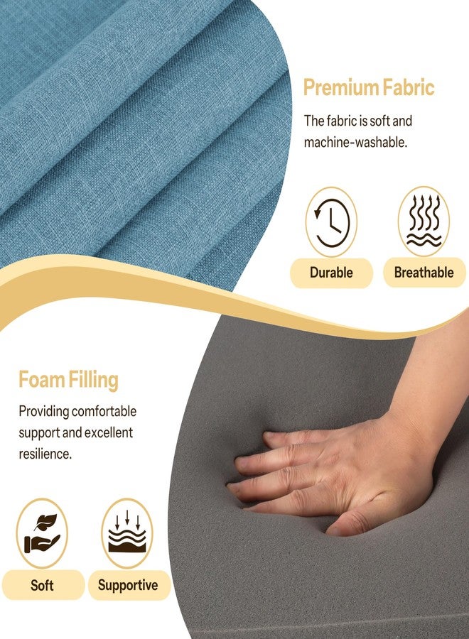 FlyGulls 2.4 Inch Thick Metal Chair Cushions 14x14 Inch Set of 2 Non Slip Metal Dining Chair Pads with Ties and Removable Cover Seat Cushion for Cafe Kitchen Dining Room Light Blue - Image 3