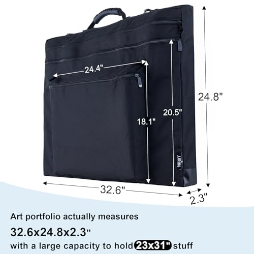 JJRING 23x31 Art Portfolio Tote Bag - Large Carrying Storage Case with Handle & Adjustable Shoulder Strap, Portfolio Folder for Artwork, Posters, Canvas, Drawing Boards - Image 2