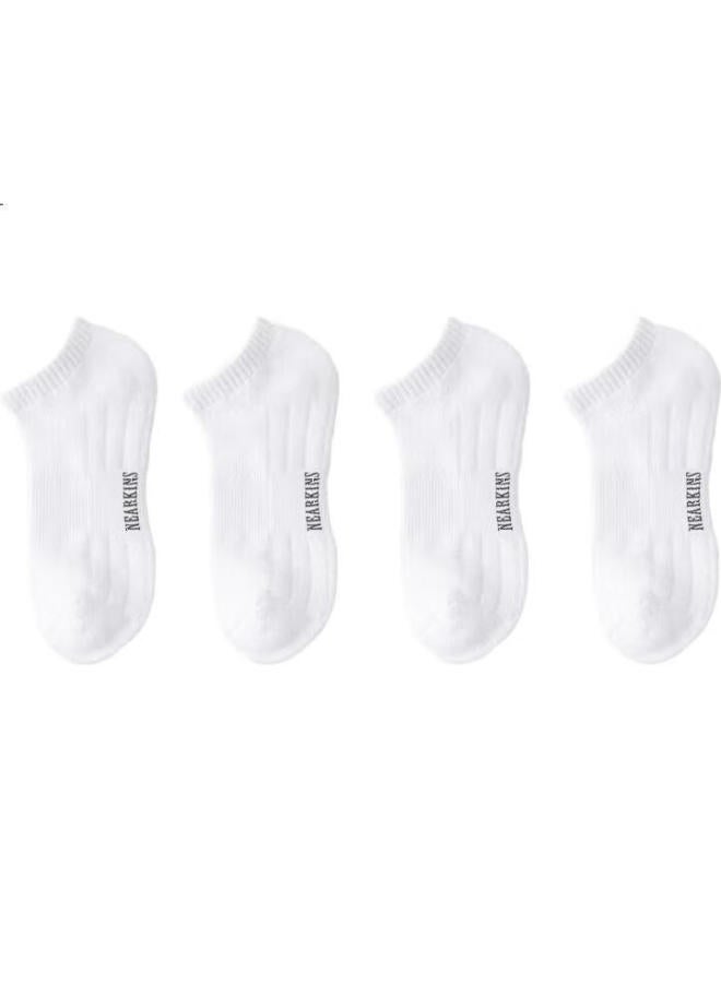 Bejirog Men'S Summer 100% Cotton Mid-Calf Socks With Towel Bottom, Anti-Odor And Sweat-Absorbing White Sports Basketball Short Socks - Image 1