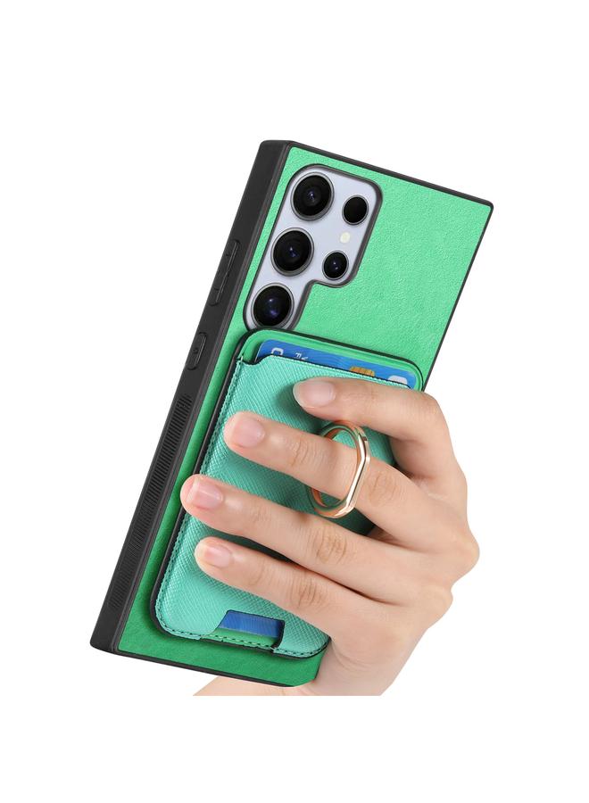 S-TOP Case For Samsung Galaxy S25 Ultra 5G Retro Cross Leather Ring Vertical Insert Card Bag MagSafe Phone Case - Image 5