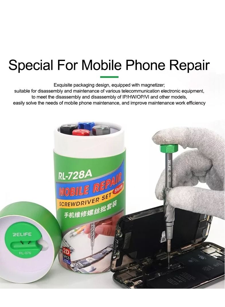 RELIFE RELIFE RL-728A Set 2D S2 Steel Special Screwdrivers Repair Tools Kit for Mobile Phone Repair  - Image 5