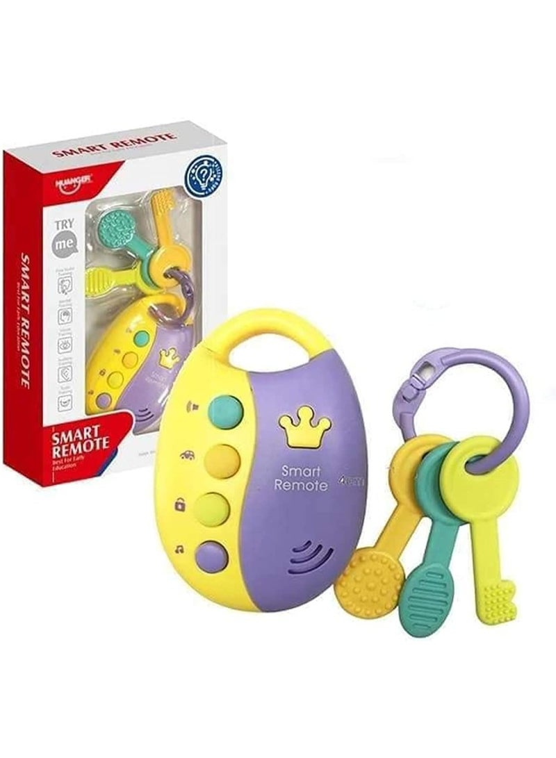 3 pieces of children's silicone car keys with remote control featuring 12 alarm tones and other musical effects for the car - Image 1