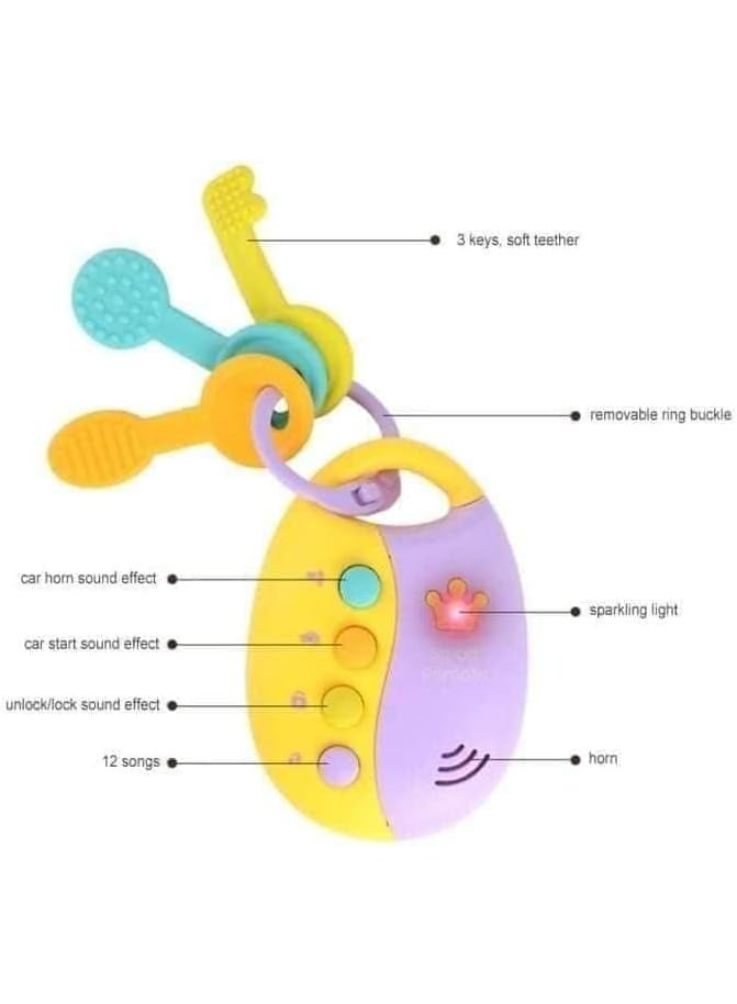 3 pieces of children's silicone car keys with remote control featuring 12 alarm tones and other musical effects for the car - Image 2