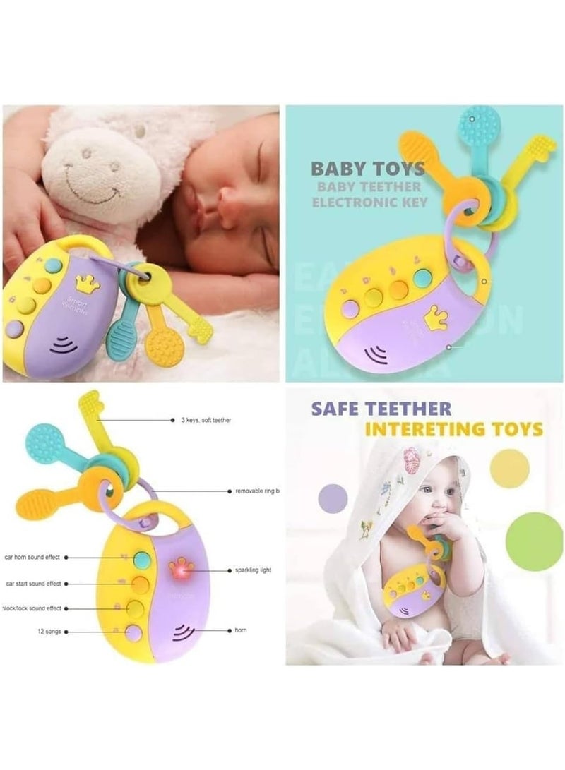 3 pieces of children's silicone car keys with remote control featuring 12 alarm tones and other musical effects for the car - Image 3