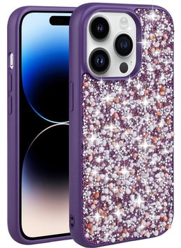 Dexmon iPhone 14 Pro Case Shiny Crystal Stone Stylish Design Camera Protection Protruding Lussten Case  - Image 2