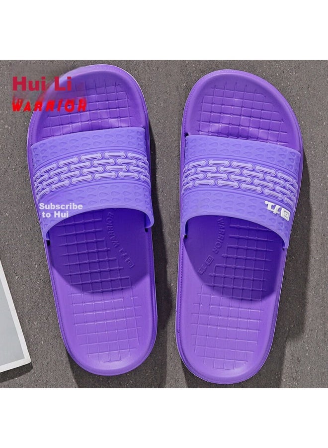 Warrior Solid Color Simple Couple Slippers Bathroom Indoor And Outdoor Fashion Wear-resistant Soft Bottom Outdoor Beach Slippers Women's Hl01801 Purple Size 36