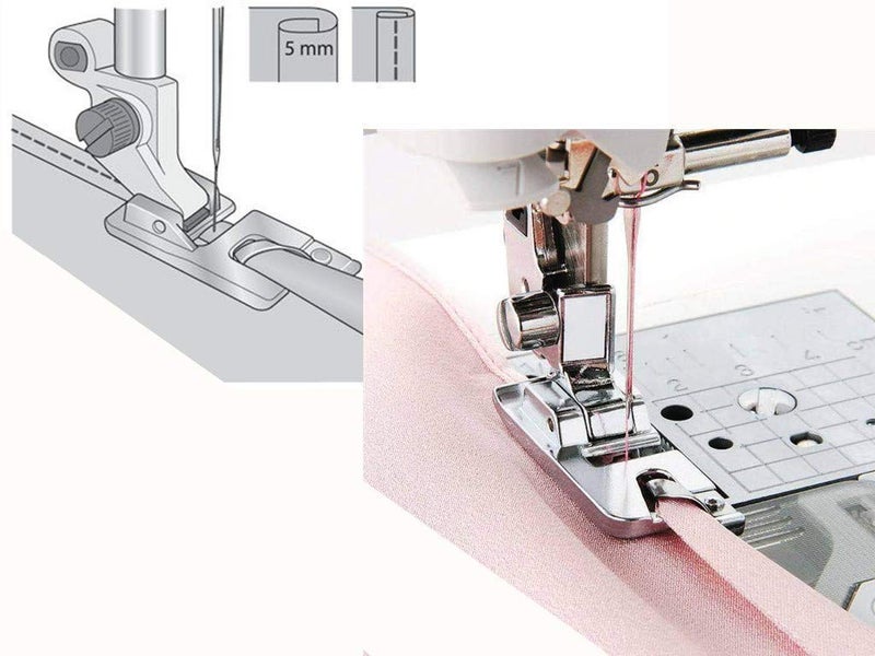 Windman Hemming Foot Kit 6Pcs Hemmer Foot Sewing Machine Presser Foot Hemmer for Brother Singer Janome Low Shank Sewing Machine Use Rolled Hem Presser Foot - Image 4