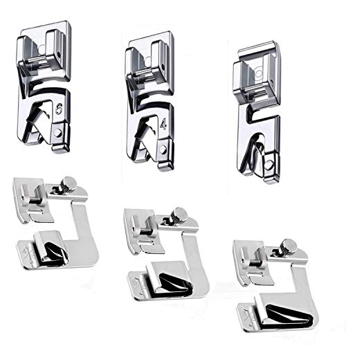 Windman Hemming Foot Kit 6Pcs Hemmer Foot Sewing Machine Presser Foot Hemmer for Brother Singer Janome Low Shank Sewing Machine Use Rolled Hem Presser Foot - Image 1