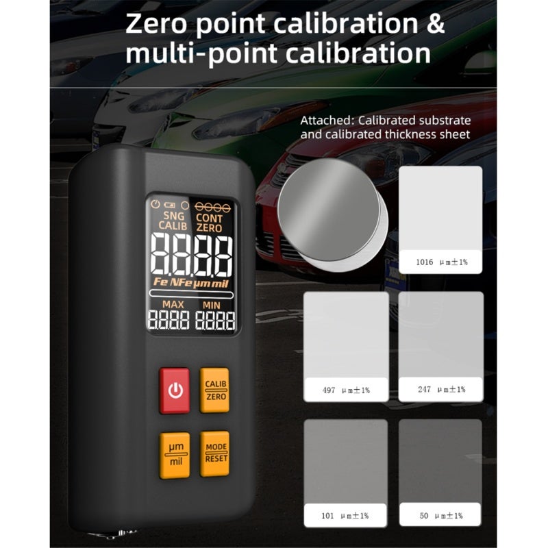 Paint Gauge: 3.7V Lithium Battery Accurate & Versatile Coating Tester - Non-destructive Induction Portable Rechargeable Colour Screen for Used Car Testing Metal Surface Measurement - Image 4