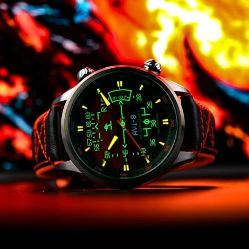 AVI-8 Men's 44mm Hawker Harrier HUD Automatic Gradient Orange Watch with Rubber/Leather Strap AV-4117-03 - Image 4