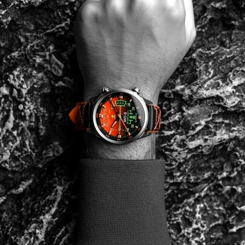 AVI-8 Men's 44mm Hawker Harrier HUD Automatic Gradient Orange Watch with Rubber/Leather Strap AV-4117-03 - Image 2