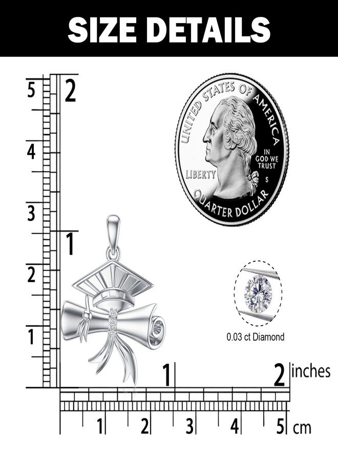 WSX Diamond 2025 Graduation Necklace for Her, 925 Sterling Silver 0.03ct Real Diamond Diploma Cap Pendant College University Graduation Necklace Polished with Chain 18+2 inches - Image 5