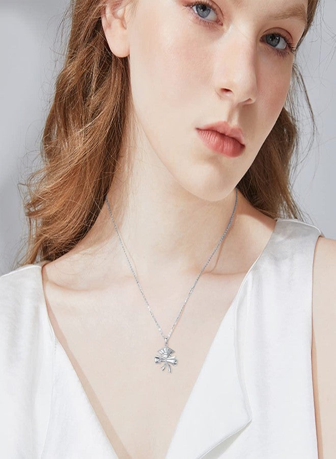 WSX Diamond 2025 Graduation Necklace for Her, 925 Sterling Silver 0.03ct Real Diamond Diploma Cap Pendant College University Graduation Necklace Polished with Chain 18+2 inches - Image 4
