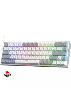 REDRAGON K631 CASTOR 65% Wired RGB Gaming Keyboard, Quiet Red Switch - 68 Keys Compact - w/100% Hot-Swap Socket, Free-Mod Plate Mounted PCB & Dedicated Arrow Keys (White Grey)  - Image 1