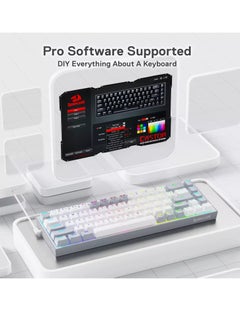 REDRAGON K631 CASTOR 65% Wired RGB Gaming Keyboard, Quiet Red Switch - 68 Keys Compact - w/100% Hot-Swap Socket, Free-Mod Plate Mounted PCB & Dedicated Arrow Keys (White Grey)  - Image 5