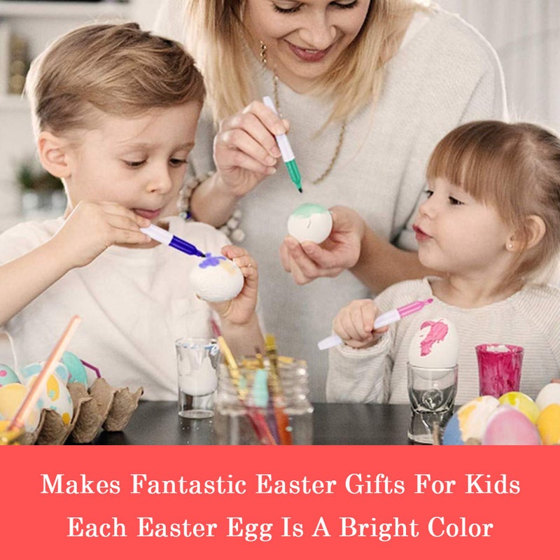 50pcs DIY Easter Eggs 8pcs Color Pens Hanging White Plastic Eggs for DIY Painting and Decorating Easter Decoration - Image 3