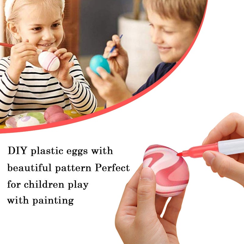 50pcs DIY Easter Eggs 8pcs Color Pens Hanging White Plastic Eggs for DIY Painting and Decorating Easter Decoration - Image 4