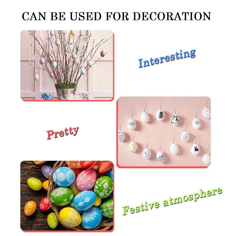 50pcs DIY Easter Eggs 8pcs Color Pens Hanging White Plastic Eggs for DIY Painting and Decorating Easter Decoration - Image 5