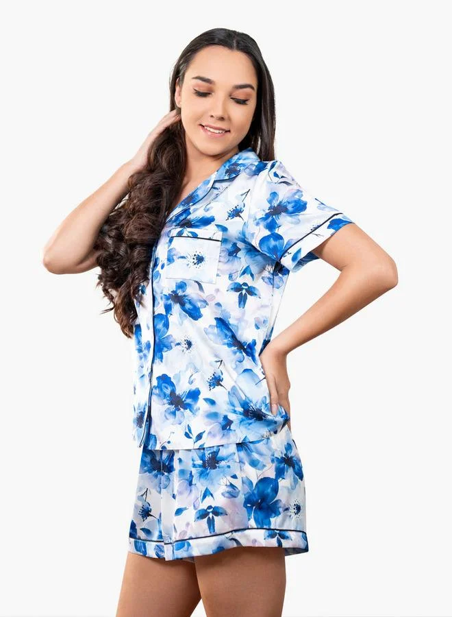Aadaraya Aadaraya Floral Print Shirt and Shorts Set
