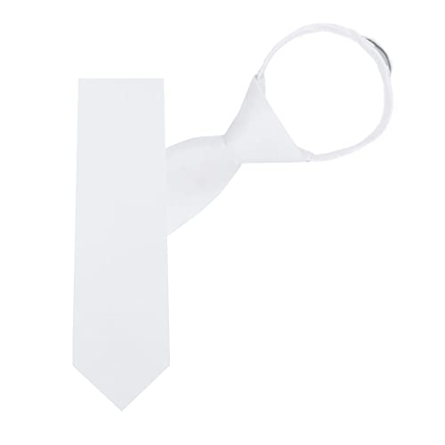 Jacob Alexander Boy's First Holy Communion 14" Pretied Solid Zipper Tie - White - Image 2