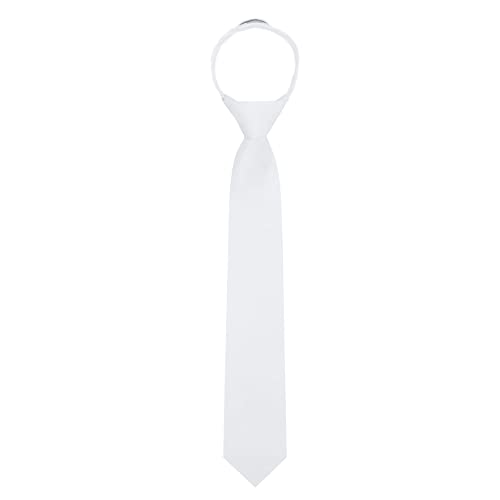 Jacob Alexander Boy's First Holy Communion 14" Pretied Solid Zipper Tie - White - Image 1