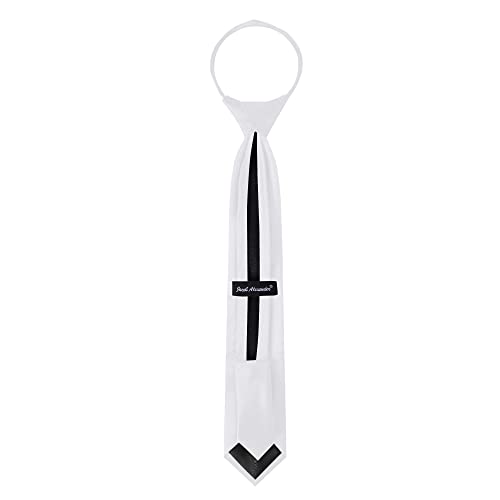 Jacob Alexander Boy's First Holy Communion 14" Pretied Solid Zipper Tie - White - Image 3